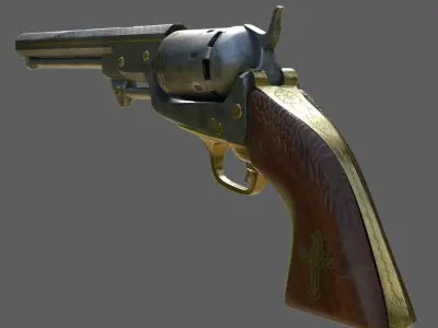 revolver Low-poly 3D model 2