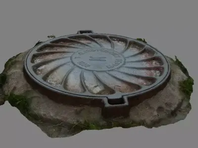 High-poly scanned sewerage hatchway 3D model