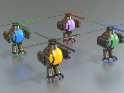 HeliCop robot helicopter Low-poly 3D model