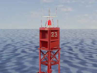 Buoy Game Ready lighthouse floating in ocean Low-poly 3D model