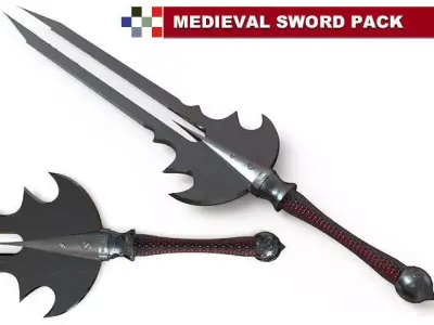 Lowpoly Medieval Sword Pack-HQ Low-poly 3D model