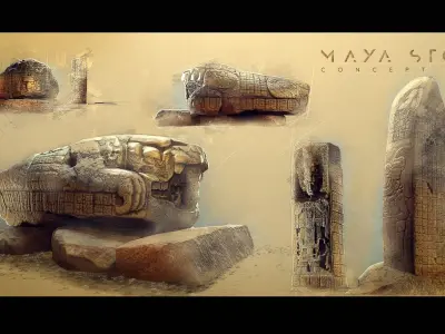 Mayan Stone 02 PBR 4K Low-poly 3D model
