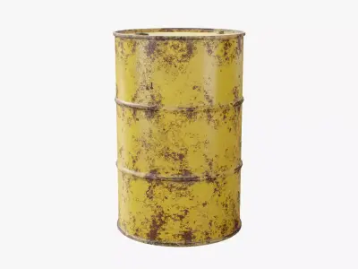 Steel Barrel - Yellow - Rusted 3D model