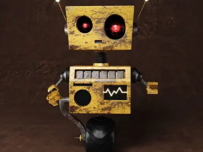 Yellow Robot Low-poly 3D model