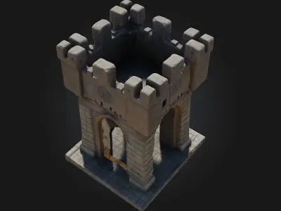 Stone Fortress Tower  Stalwart Defense in Medieval Style 3D model