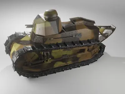 FT-17 Renault light tank low poly game ready 4K PBR textures Low-poly 3D model