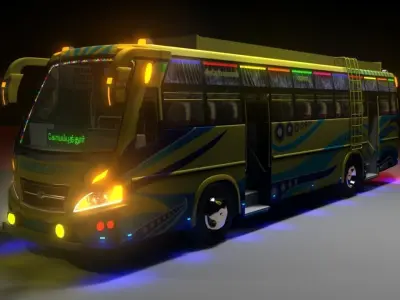 TAMIL NADU PNK SRT BUS 3D MODEL Low-poly 3D model