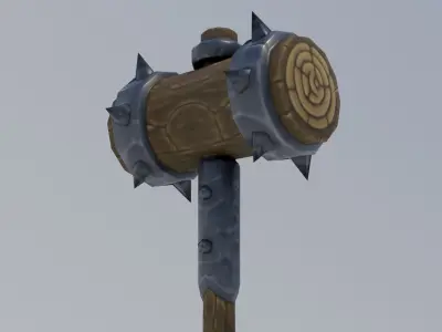 Stylized two-handed mace Low-poly 3D model