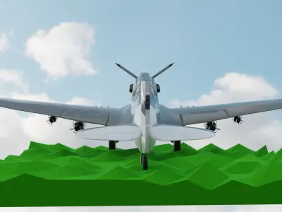 Curtis P40 Lopoly Aircraft Low-poly 3D model
