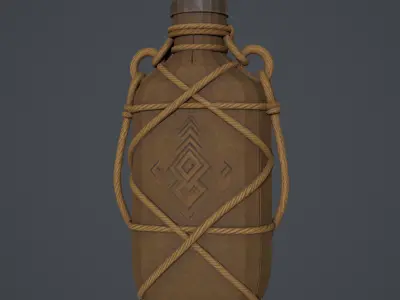 Tribal  Utility Water Canteen Low-poly 3D model