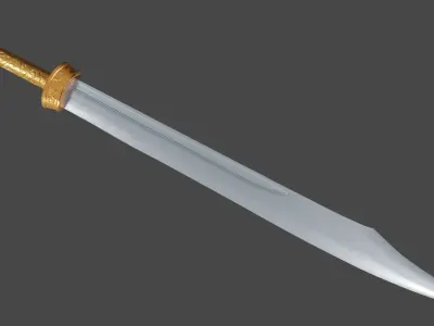 Falchion sword with Langsax handle Low-poly 3D model