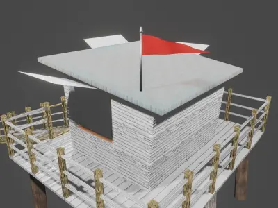 Baywatch Beach Hut Low-poly 3D model
