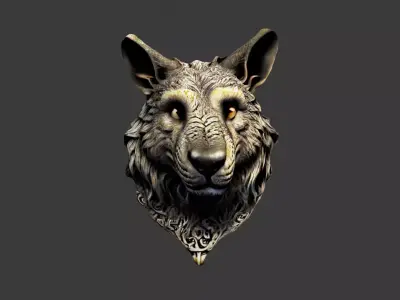 Animal Head Low-poly 3D model 6