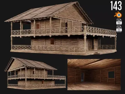 Old Wooden House 4K Textures GameReady 143 Low-poly 3D model