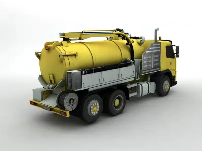 Industrial Vacuum Truck Volvo Low-poly 3D model