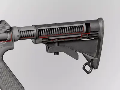 AR15 M4A1 Modular Stock M4SS Customizable Low-poly 3D model