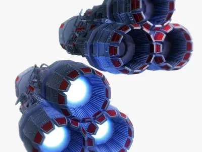 Starship huge engine 05 Sci-fi low poly Low-poly 3D model