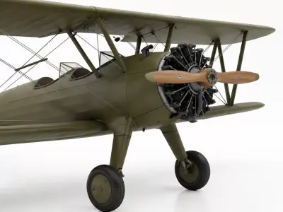 Vintage Military Biplane 3D model