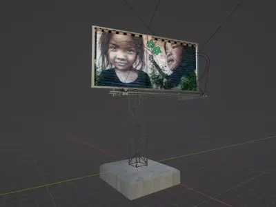 Billboard Set  Outdoor Advertising Structures 5 Models 3D model
