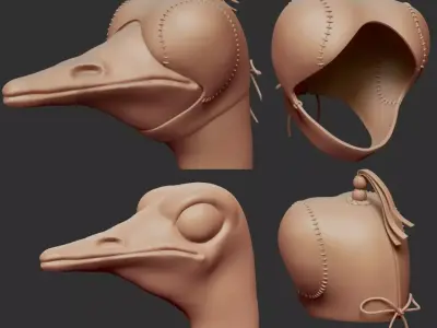 Ostritch and Eagle Bird Mask Low-poly 3D model
