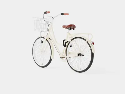 Cream Bicycle Low-poly 3D model