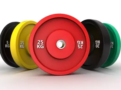 Bumper Plates ALL Weights Low-poly 3D model