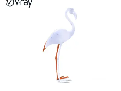 Elegant Flamingo Sculpture D Model Pack Low-poly 3D model