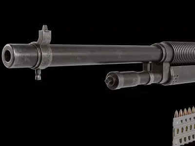 Hotchkiss M1909 portative machine gun Low-poly 3D model