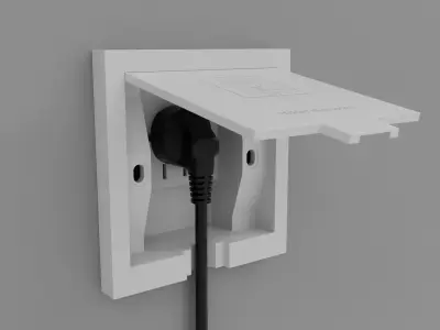 Hidden Kitchen Power Socket - 3-Pin Desktop Outlet Low-poly 3D model
