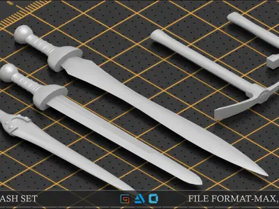 Mega pack items kitbash Low-poly 3D model