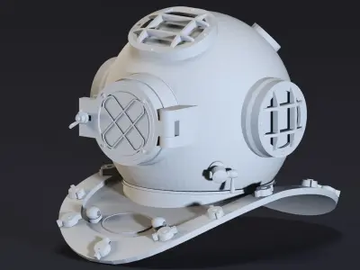 3 Old Diving Helmets- High detail 3d models Low-poly 3D model