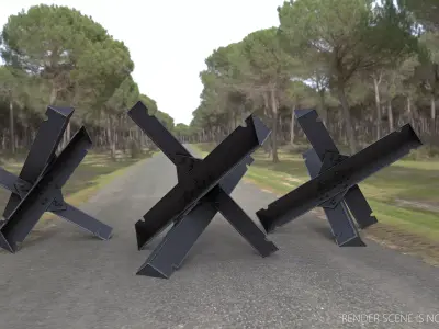 Hedgehog Anti Tank Obstacle Low-poly 3D model