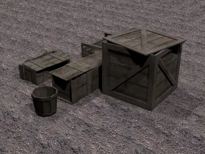 Wooden Crates Low-poly 3D model get