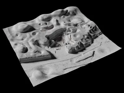 Moon open pit mining quarry 3D model