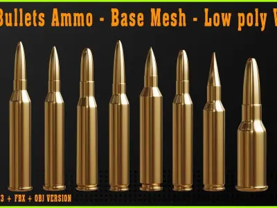 30 Bullets Ammo - Base Mesh - Low poly Vol 1 Low-poly 3D model