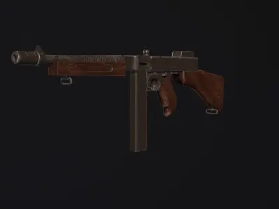 Weapon - Gun - SMG - Thompson Low-poly 3D model
