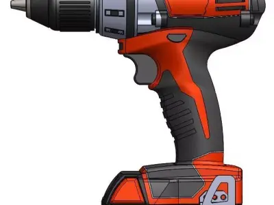 Milwaukee M18 Drill with Belt Clip and Battery 3D model