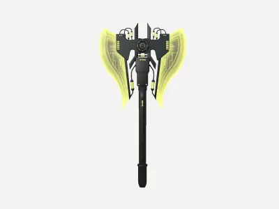 SciFi War Axe B05 Black Yellow - Sci Fi Weapon Design Low-poly 3D model