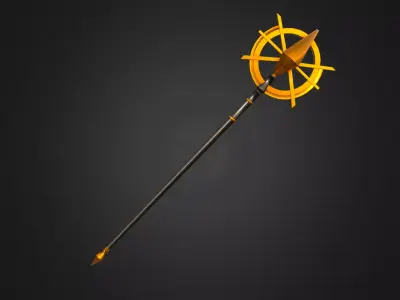 Magic Staff - Golden X Low-poly 3D model