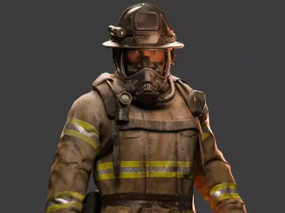Fire Fighter - Fully Rigged Blender Character Low-poly 3D model