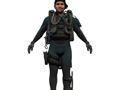 Agent from the game CSGO Captain David swimmers game ready 3D model