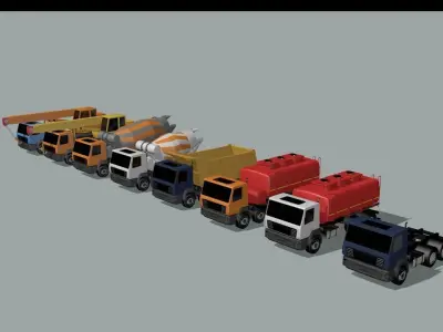 construction cargo trucks 3D model