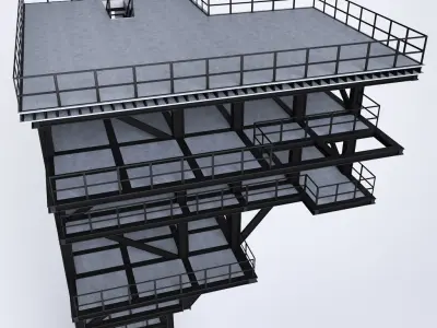 Rocket launch complex platform 3D model