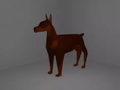 Doberman Dog Low Poly Low-poly 3D model