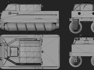 ZIL 29061 Screw propelled vehicle Low-poly 3D model