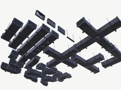 Modular ventilation Low-poly 3D model