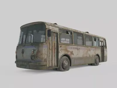 Future wasteland style abandoned bus 3D model