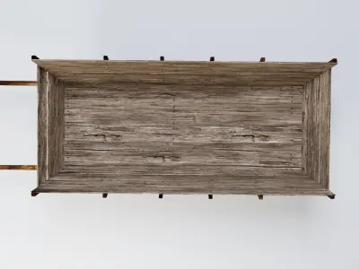 Wooden Cart 3D model 5