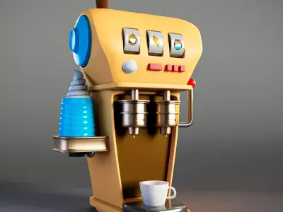 Coffee machine stylized Free low-poly 3D model
