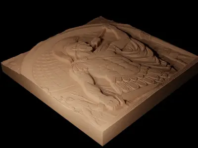 Roman Gladiator Sandcasting Bas High Relief CNC 3D print model